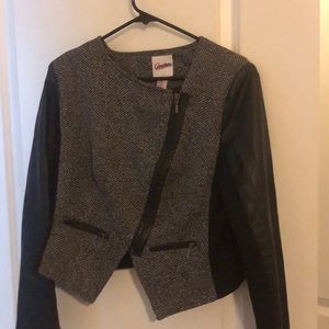 Gray and leather Blazer